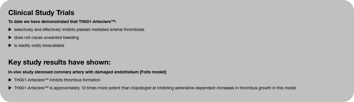 Clinical Study Trials
To date we have demonstrated